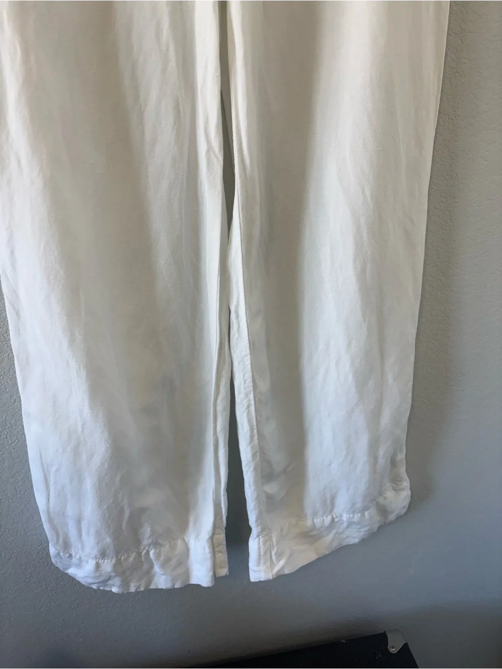 H&M White Linen Blend Wide Leg Pants Women’s Size 4 High Rise Summer
